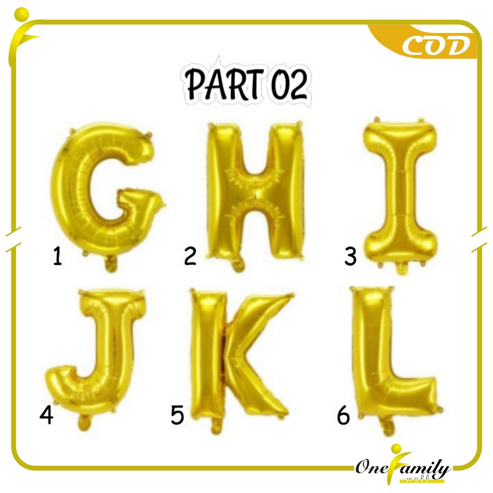 Jual ONE C390 Balon Foil Huruf Gold A Z Balon Foil Angka 0 9 Ballon