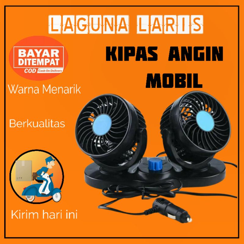 Jual COD Kipas Angin Mobil Pikap Truk Bis Bus Mini 2 Dua Kepala Double