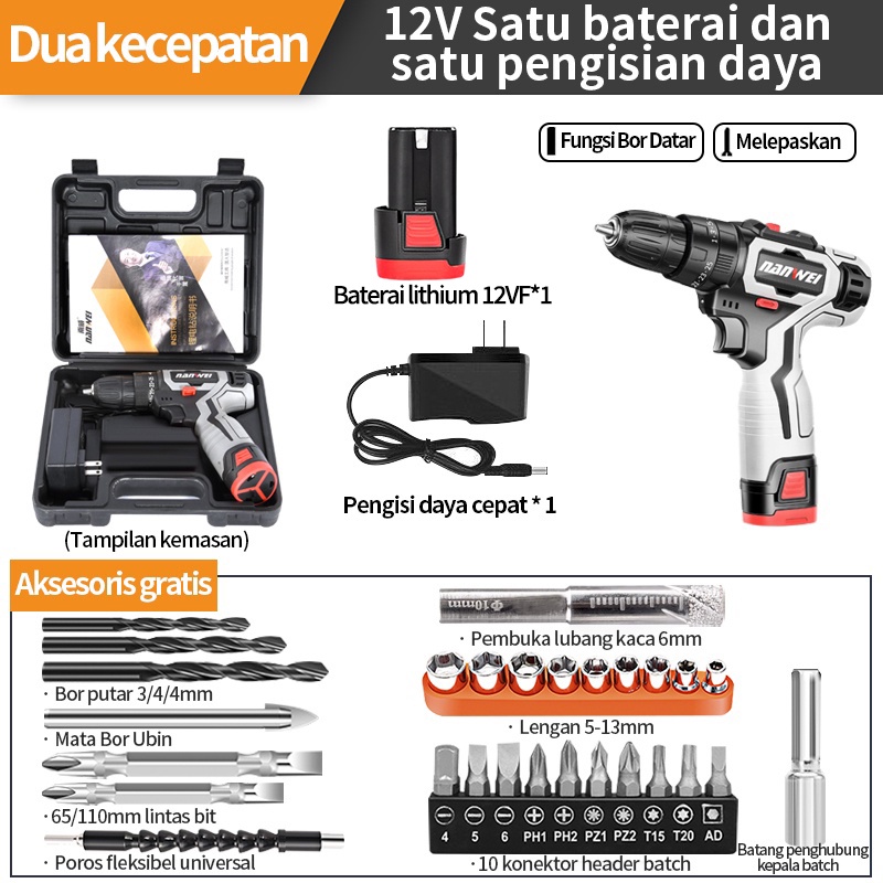 Jual Nanwei Bor Cordless Bor Baterai Bor Listrik Bor Jld Vf Nep