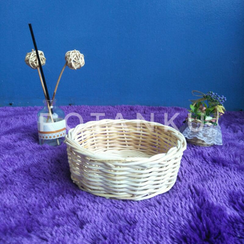 Jual Keranjang Rotan Bulat Tanpa Gagang Diameter Luar 13cm Dalam 11cm