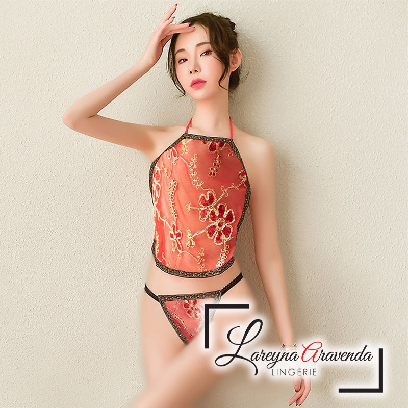 Jual Lingerie Set Lingerie G String Seksi Model Orange Apron Dynasty