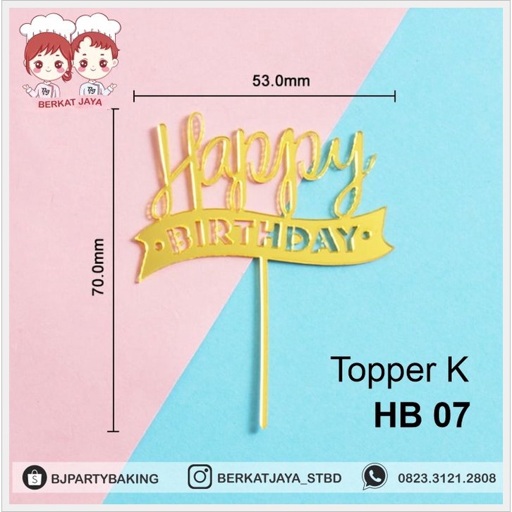 Jual Cake Topper Happy Birthday Cake Toppe Hbd Akrilik Cake Topper