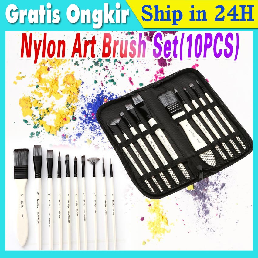 Jual Pcs Mix Kuas Lukis Set Lengkap Nylon Cat Air Minyak Art Brush