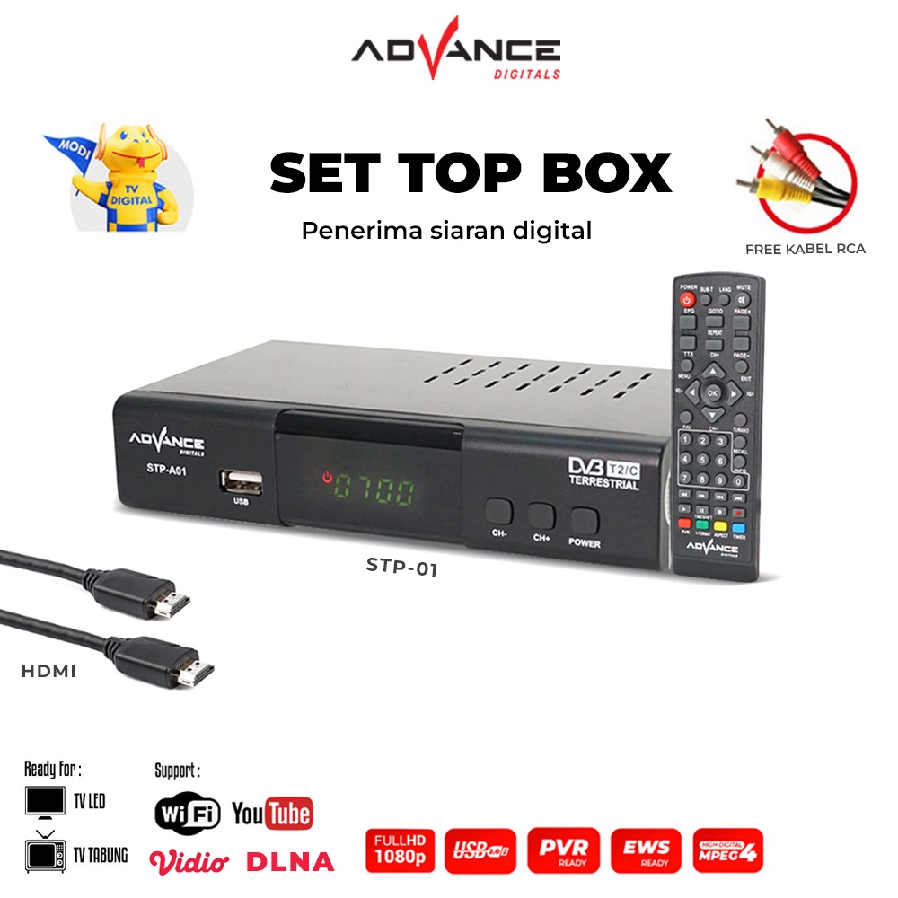 Jual STB AND WIFI PACK Advance STB Set Top Box STP A01 DVD T2 Riciver