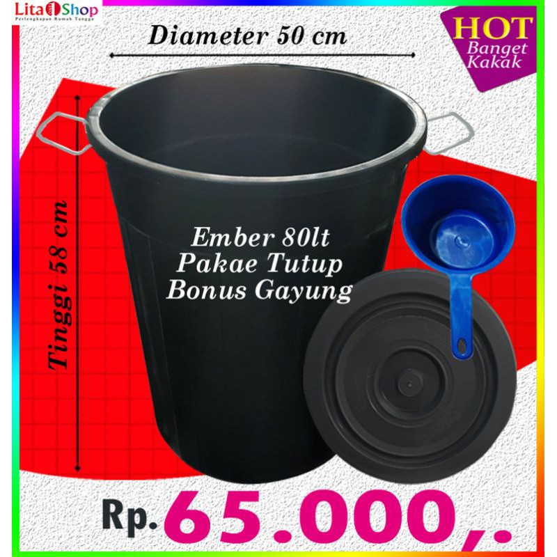 Jual Ember Plastik Ember Jumbo Ember Besar 80 Liter Bonus Gayung