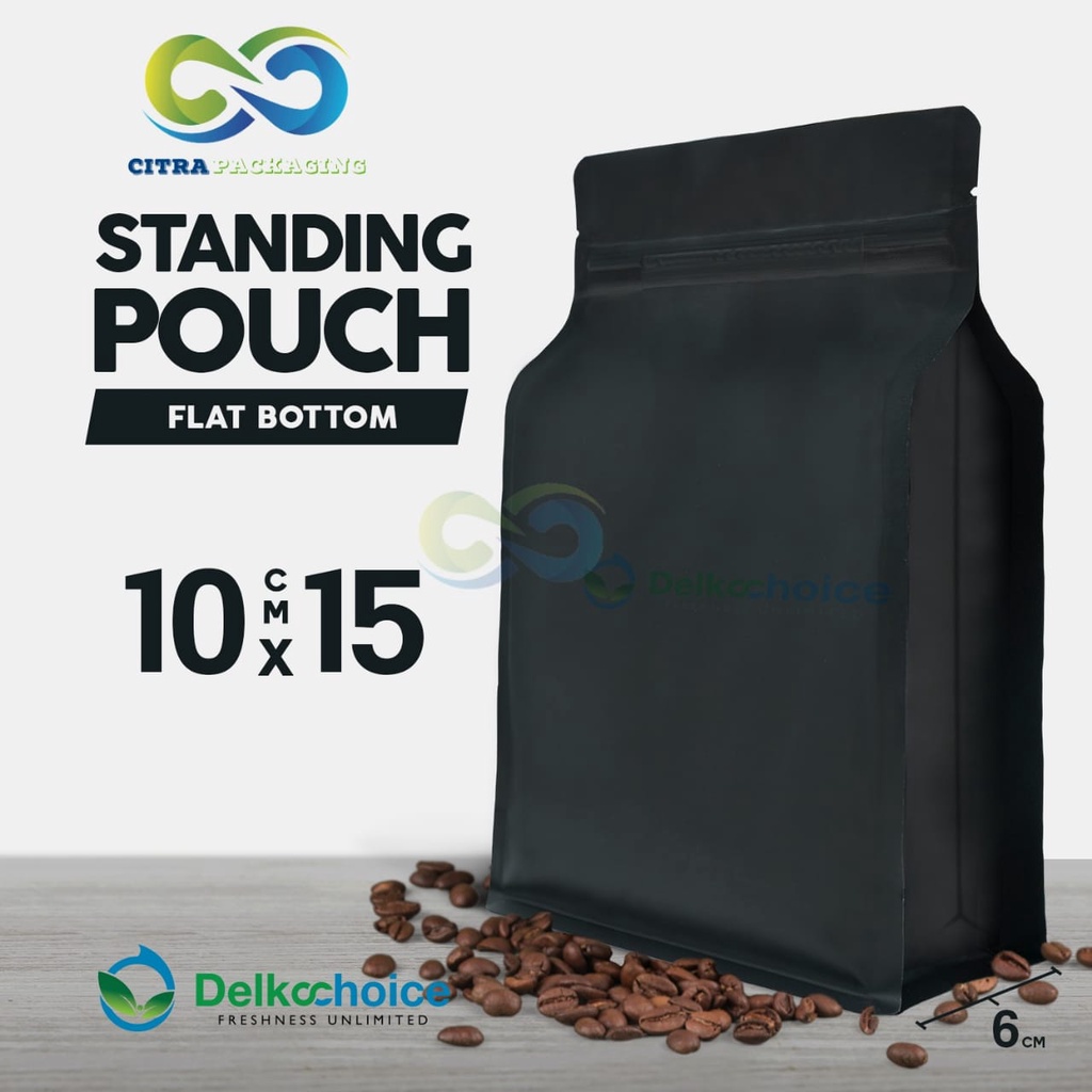 Jual Standing Pouch Cm X Cm Flat Bottom Hitam Doff Ziplock