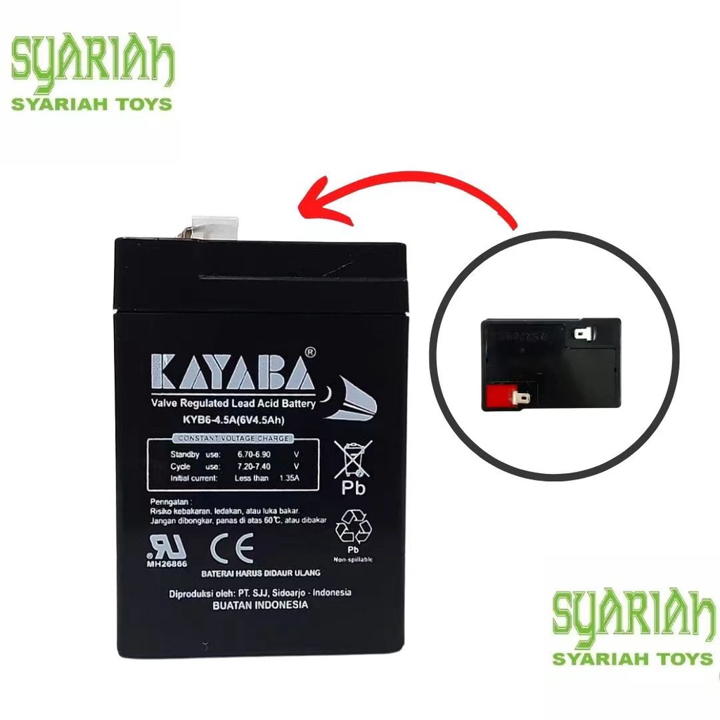 Jual SYARIAH TOYS BATERAI AKI KAYABA VRLA 6 VOLT 4 5 AMPERE KOMPATIBEL