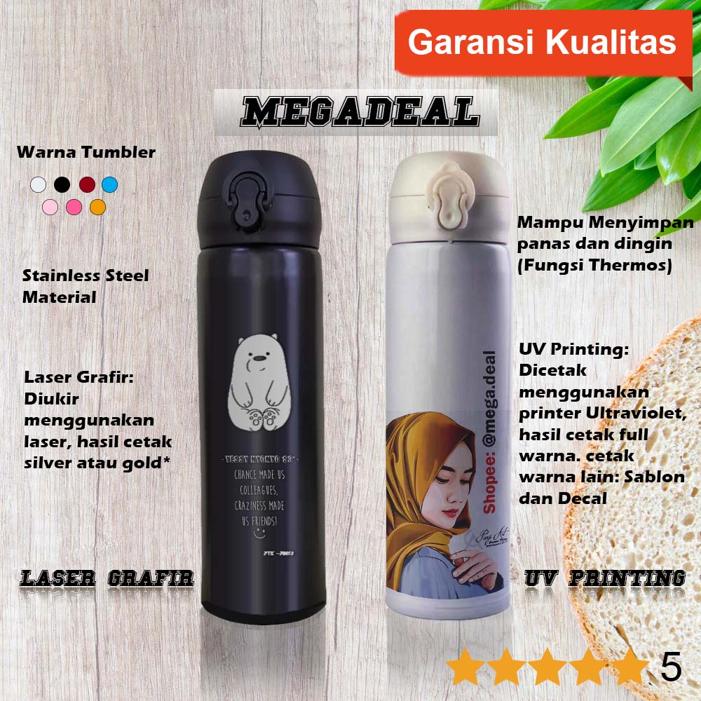 Jual Tumbler Custom Niagara Premium Grafir Silver Cetak Berwarna