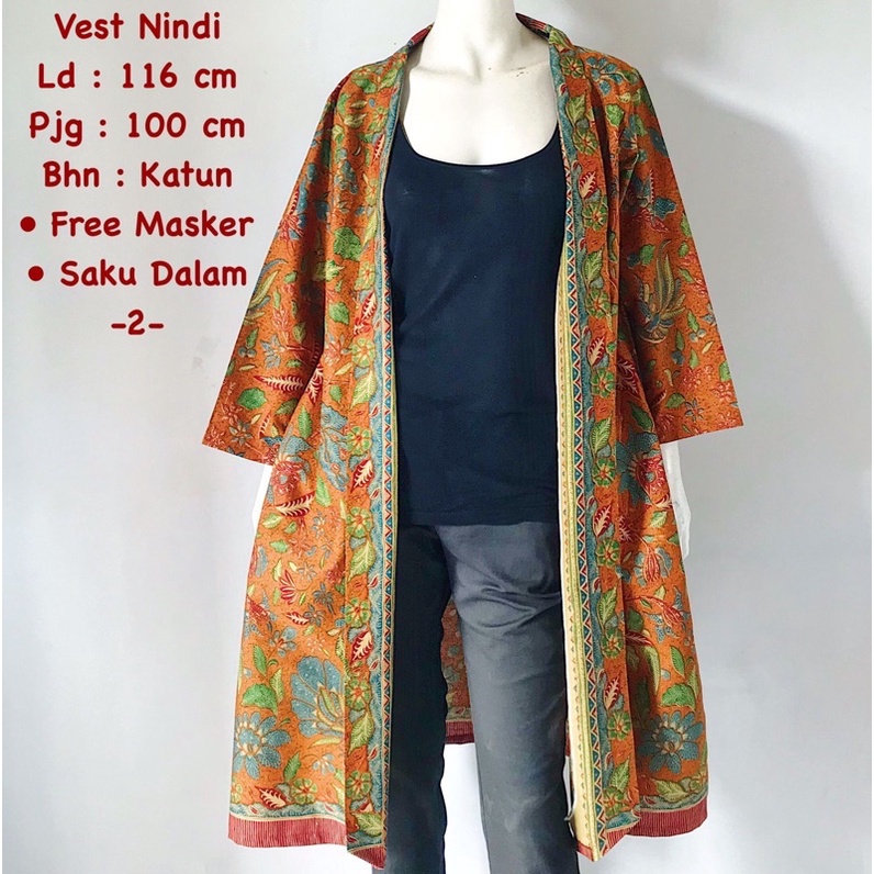 Jual Vest Outer Bolero Rompi Batik Wanita Jumbo Lingkar Dada 116cm