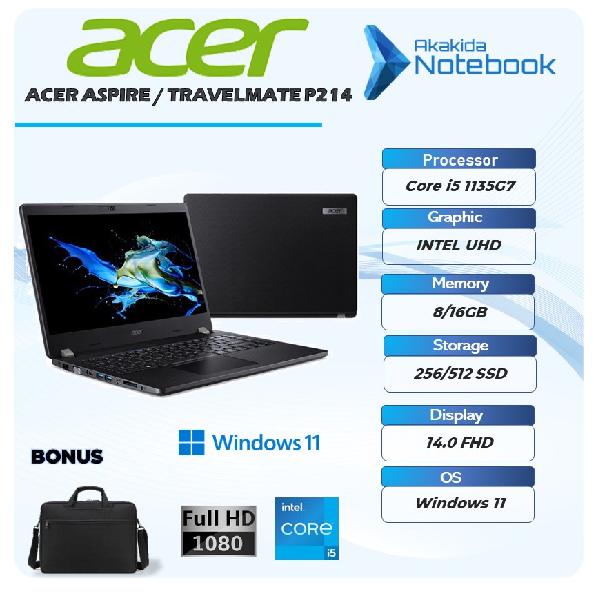 Jual LAPTOP MURAH ACER ASPIRE TRAVELMATE P214 I5 1135G7 RAM 8GB SSD