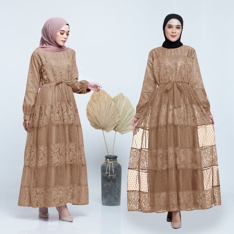 Jual Dress Gamis Brukat Premium Lady Pesta Maxi Dress Cantik Maxi