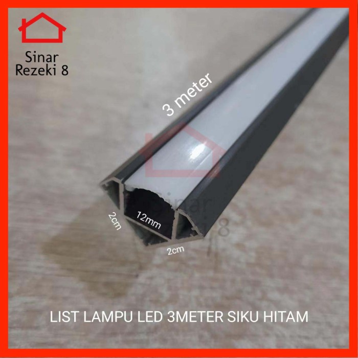 Jual List Lampu Led Strip Hitam Siku Rumah Lis Cover Aluminium Casing