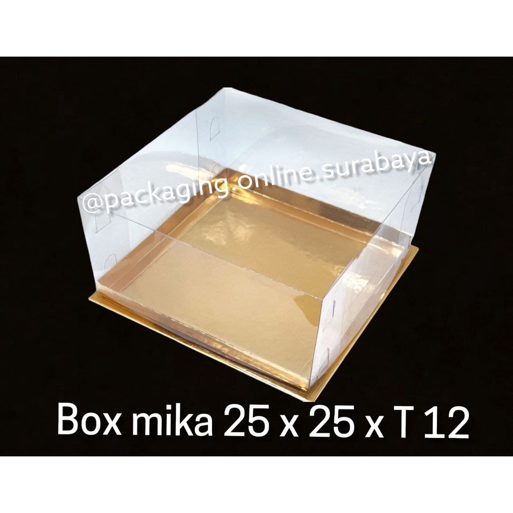 Jual BOX MIKA GOLD UK 25X25X12 CM CAKE CUPCAKE SOUVENIR HANTARAN PUDING