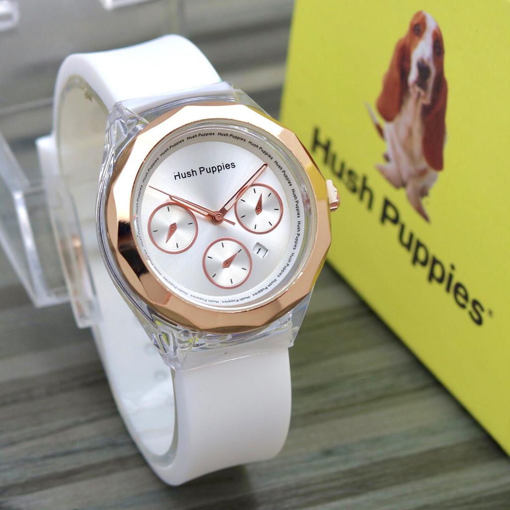 Jual Jam Tangan Wanita Hush Puppies Rubber Karet Bulat Tanggal Aktif