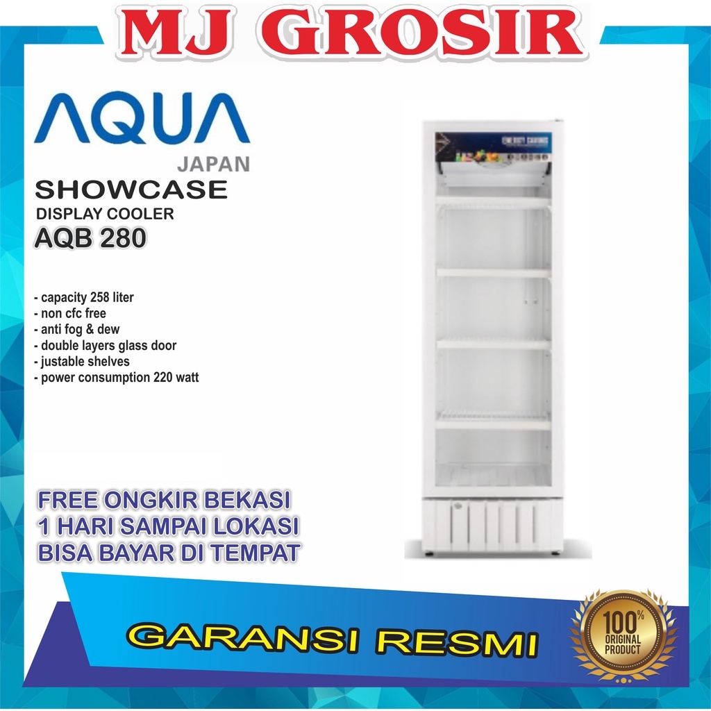 Jual SHOWCASE AQUA JAPAN AQB 280 4 RAK DISPLAY COOLER KULKAS LOW WATT