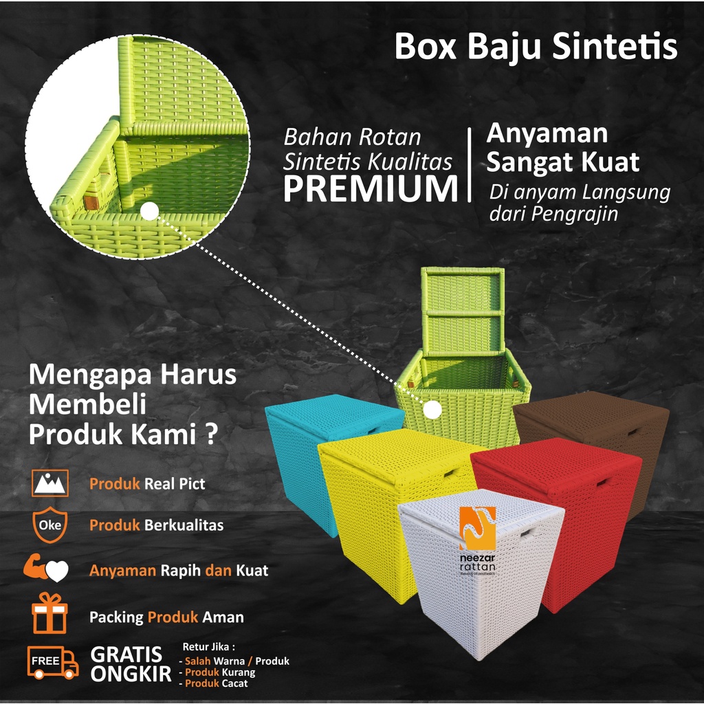 Jual Keranjang Wadah Kotak Box Rotan Baju Bayi Bersih Kotor Laundry