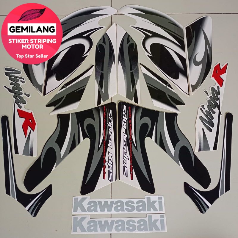 Jual Striping Decal Polet Sticker Kawasaki Ninja R Putih List Body