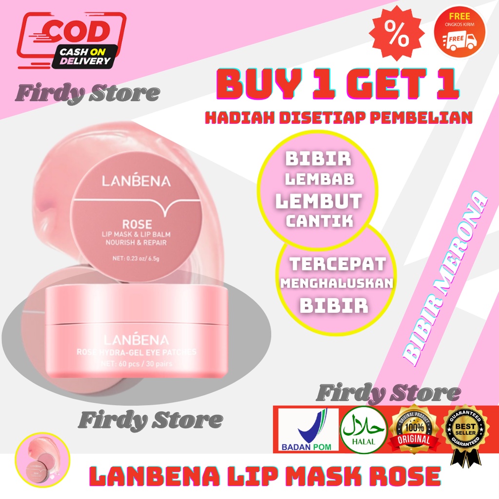 Jual Lanbena Lip Mask Rose Scrub Pelembab Lip Balm Perawatan Bibir