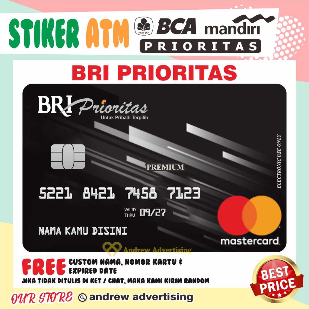 Jual Mandiri Bca Bri Bni Bsi Prioritas Garskin Stiker Atm Debit