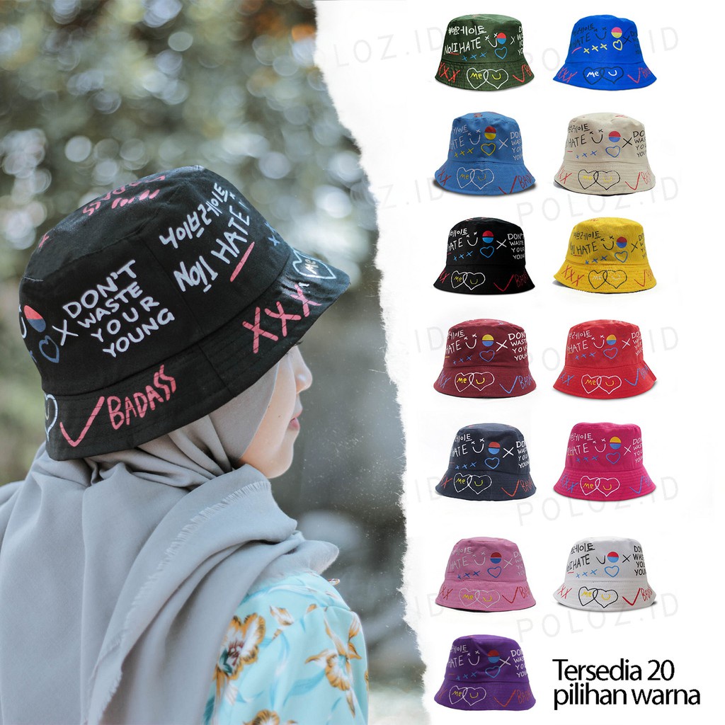 Jual Topi Bucket Badas Dewasa Korean Style Pria Dan Wanita Terbar Topi