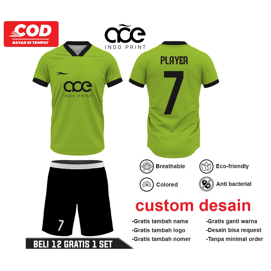 Jual Jersey Futsal POLOS POLOSAN HIJAU Printing Jersey Bola Printing