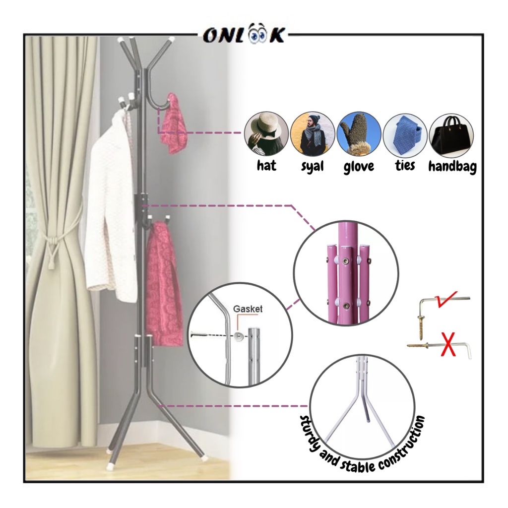 Jual Stand Hanger Jaket Standing Coat Rack Multifungsi Gantungan