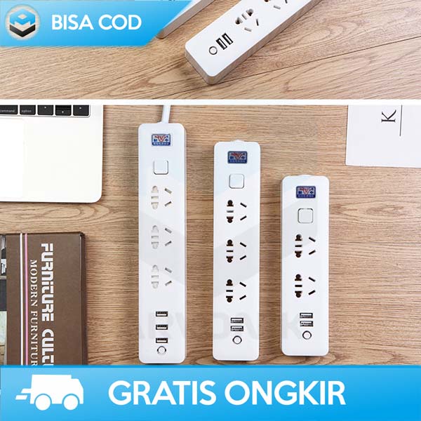 Jual POWER STRIP COLOKAN LISTRIK STOP KONTAK 3USB PORT DAN 3 ELEKTRIK