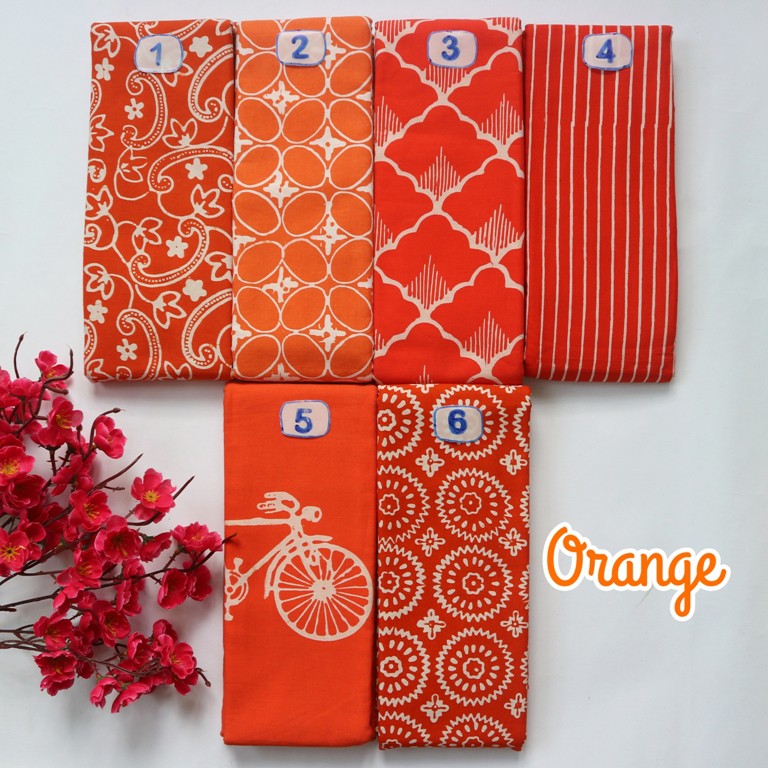 Jual Kain Batik Cap Garutan Bahan Katun Premium Seri Warna Orange By