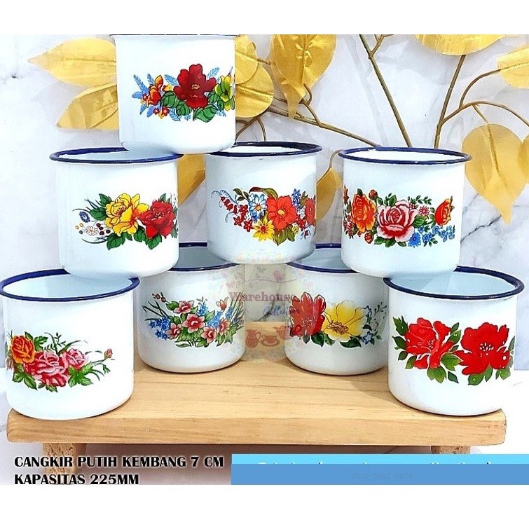 Jual Cangkir Seng Jadul Enamel Cm Polos Motif Kembang Lurik Blirik