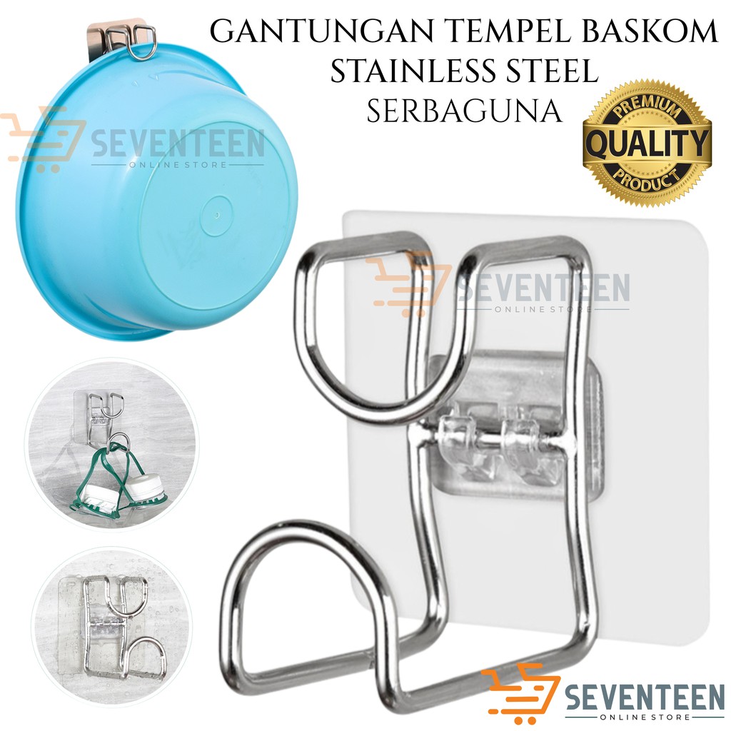 Jual GANTUNGAN BASKOM TEMPEL DINDING TEMBOK STAINLESS GANTUNGAN EMBER