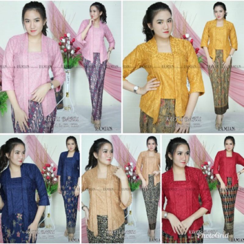 Jual Ori Set Kebaya Kutu Baru Blouse Natal Blouse Brokat Atasan