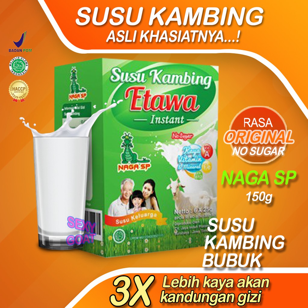 Jual SUSU BUBUK KAMBING ETAWA NAGA SP 150g SACHET TANPA GULA NO SUGAR