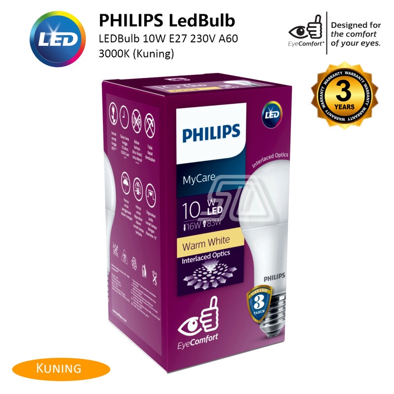 Jual Lampu Philips Ledbulb W E V A Mycare Kuning K