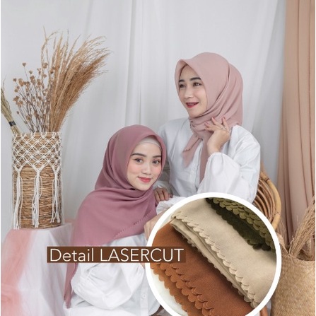 Jual Hijab Segi Empat Polos Laser Cut Basic Voal Pollycotton Premium