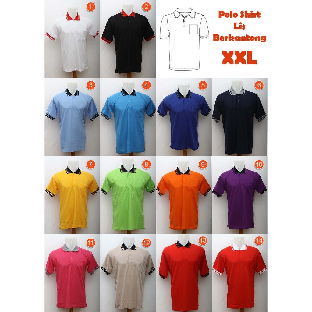 Jual Kaos Kombinasi Kerah Bersaku Kaos Polo Shirt Kantong Bahan