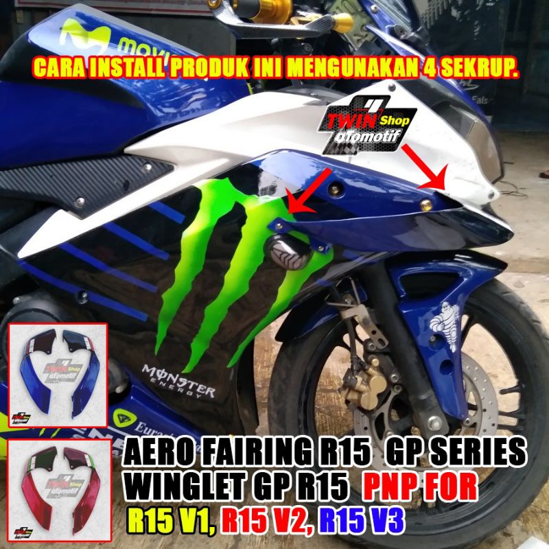 Jual Aero Fairing GP Pnp R15 Old R15 V1 V2 Biru Hitam Shopee Indonesia