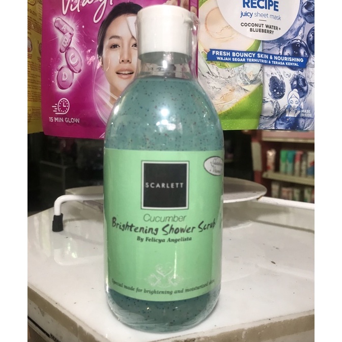 Jual Scarlett Brightening Shower Scrub Cucumber 300ml Shopee Indonesia