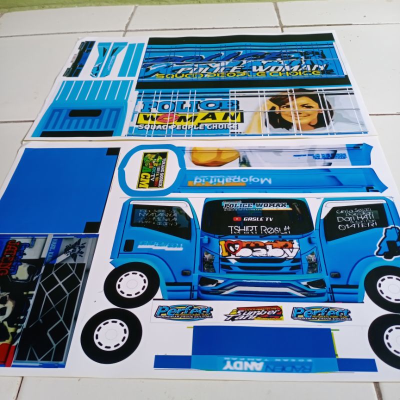 Jual Lembaran Pola Stiker Miniatur Truck Oleng Size Zumbo Ukuran