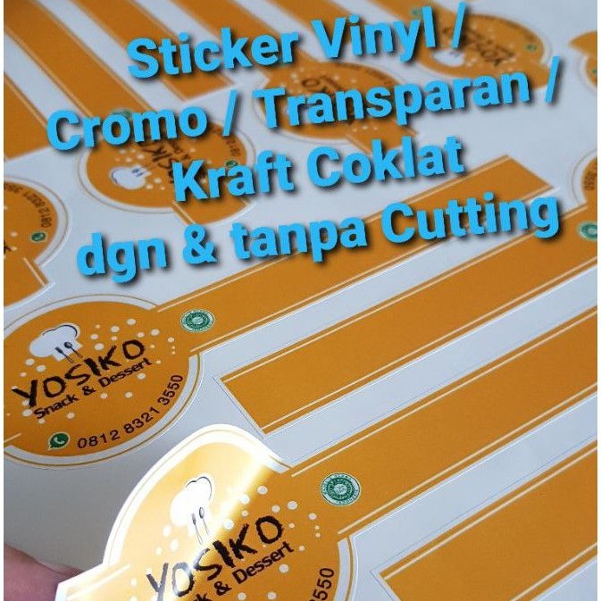 Jual Cetak Sticker Label Stiker Vinil Vinyl Transparan Cromo