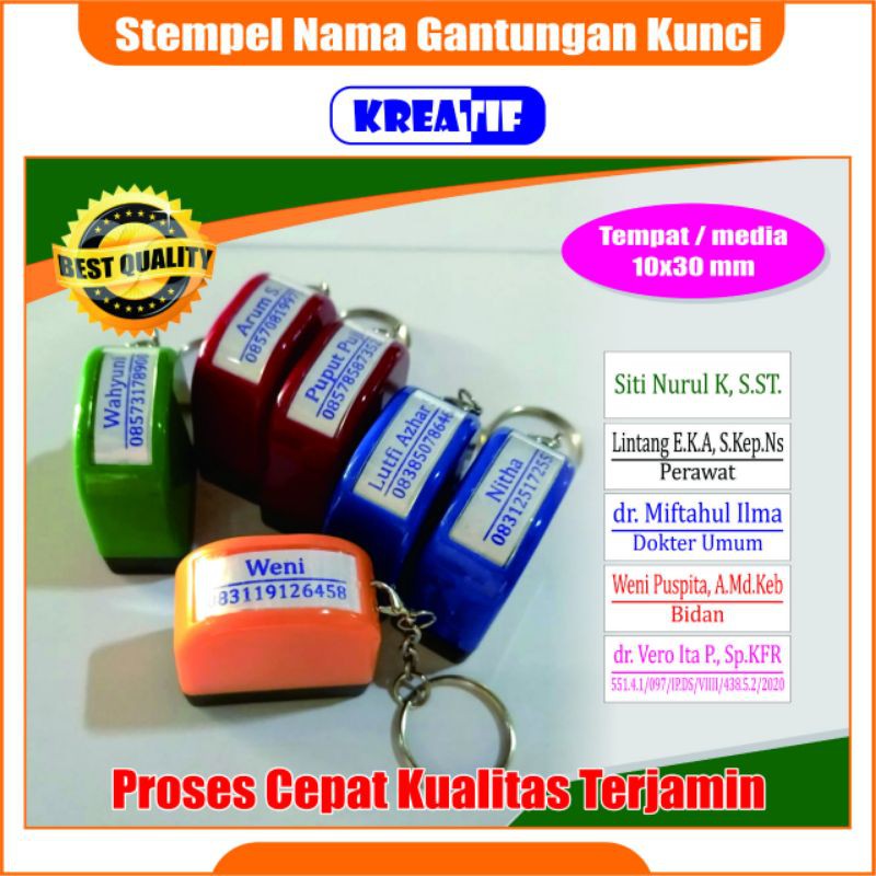 Jual Stempel Nama Dokter Perawat Bidan Apoteker Nip Sip Gantungan Kunci