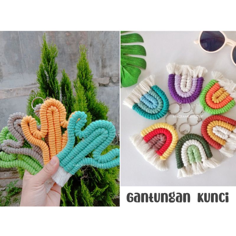 Jual Macrame Gantungan Kunci Macrame Keychain Rainbow Gantungan