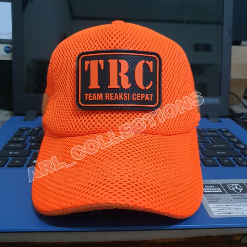 Jual Topi TRC Jaring Orange Double Mes Topi Jala Velcro Patch Rubber