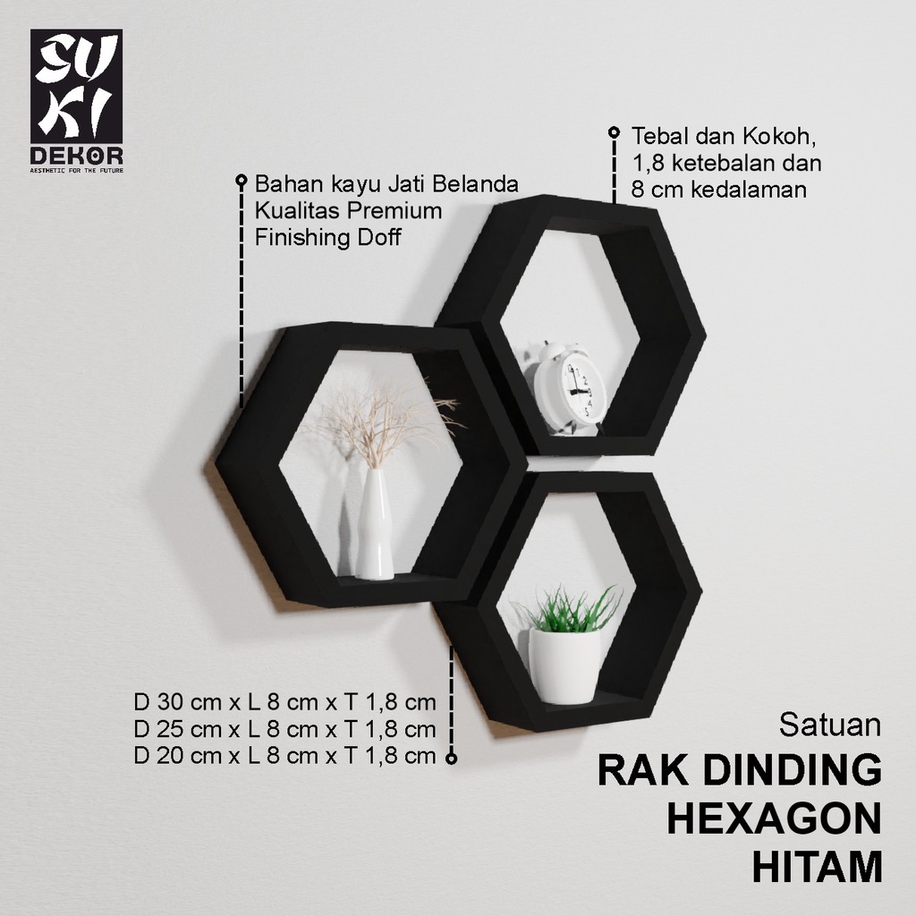 Jual Rak Dinding Hexagonal Hiasan Dinding Kayu Rak Hexagonal Dekorasi