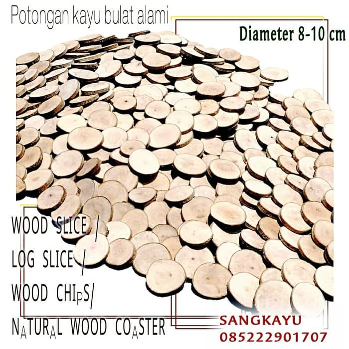 Jual Wood Slice Wooden Slices Chips 8 10 Cm Log Potongan Kayu Bahan