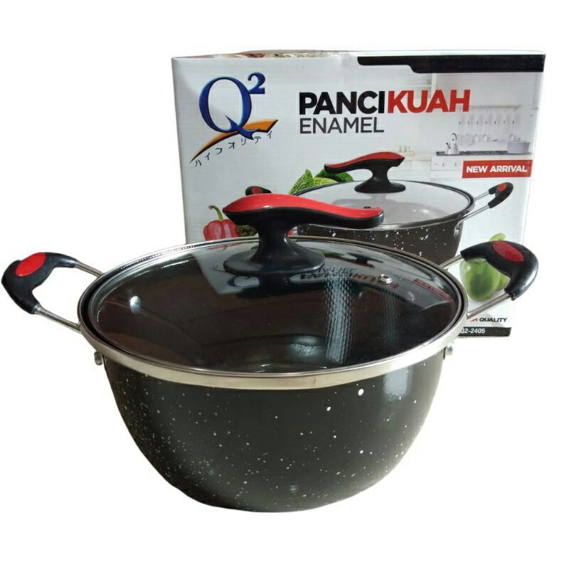 Jual Promo Panci Kuah Enamel Stainless Tutup Kaca Q Free Bubble