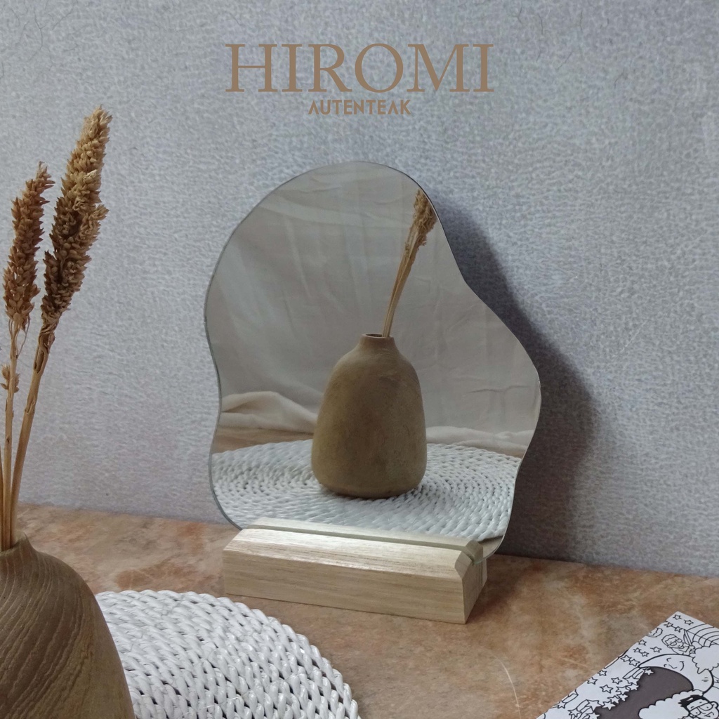 Jual Cermin Aesthetic Irregular Mirror Wood Stand Hiromi Shopee