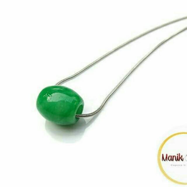 Jual Kalung Liontin Simpel Batu Alam Hijau Giok Model Pandora Shopee