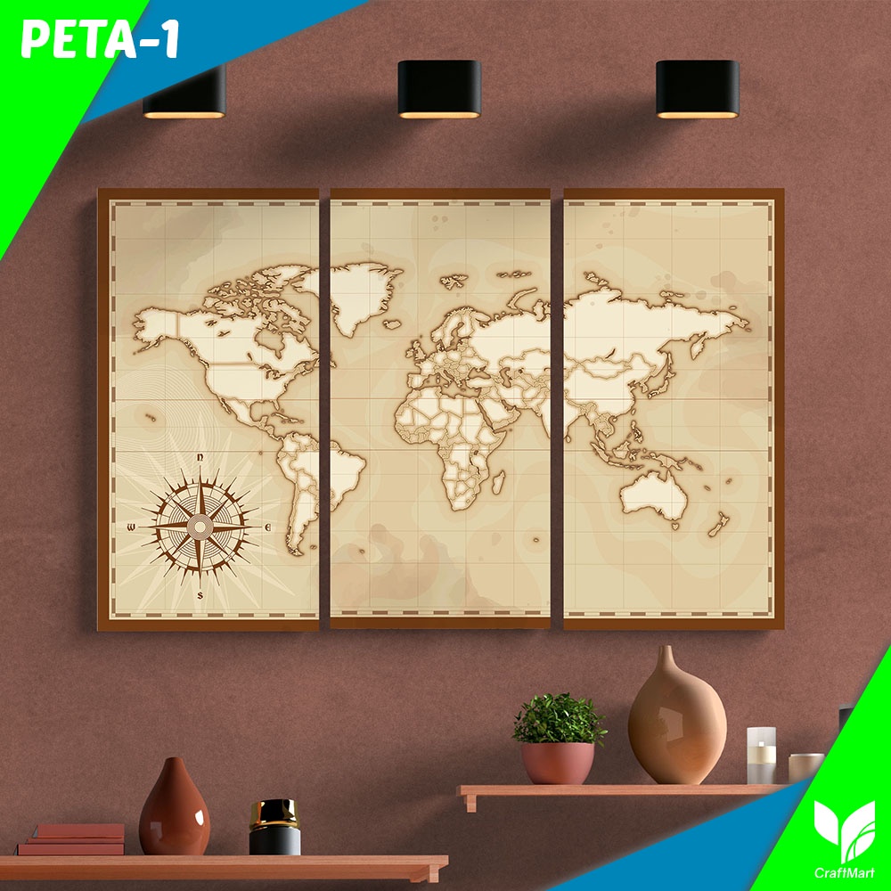 Jual Craftmart Hiasan Dinding Pajangan Puzzle Map Peta Dunia Peta