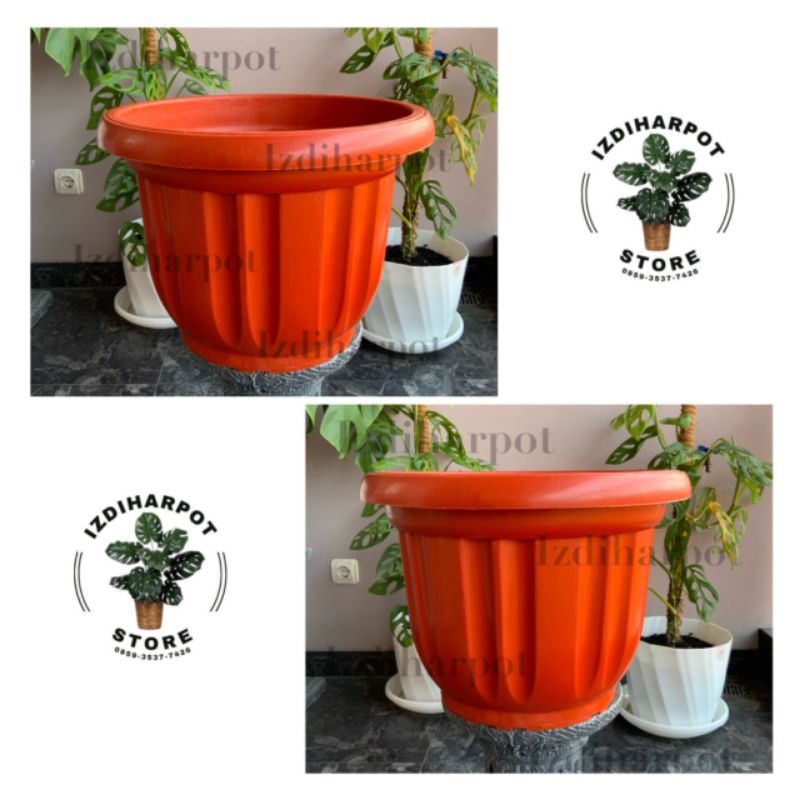 Jual Pot Bunga Tanaman Plastik Merah Bata 50cm JUMBO MERAH BATA