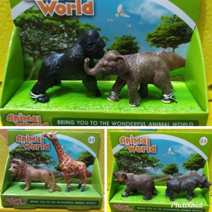 Jual Mainan Binatang Miniatur Gorila Dan Gajah Maket Diorama Kebun